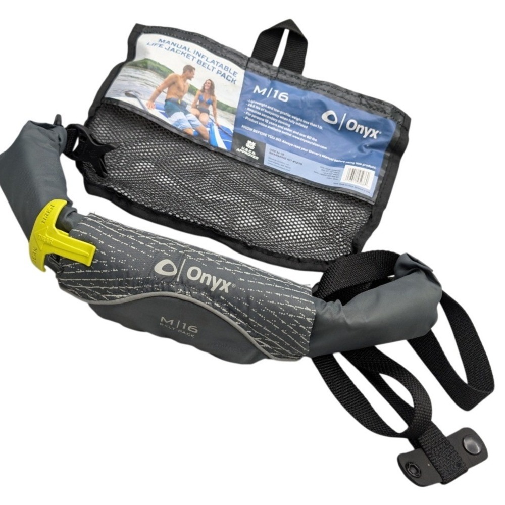 Onyx M-16 Inflatable Belt Pack PFD Adult Universal Grey Synthetic Life Vest